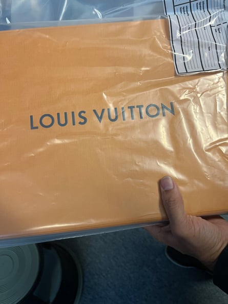 Brand name on top of a cardboard box