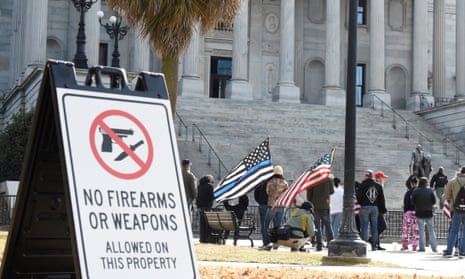 There was a stepped-up law enforcement presence at the capitol in Columbia, South Carolina, as authorities across the country prepared for potential unrest in the days leading up to Joe Biden’s inauguration.