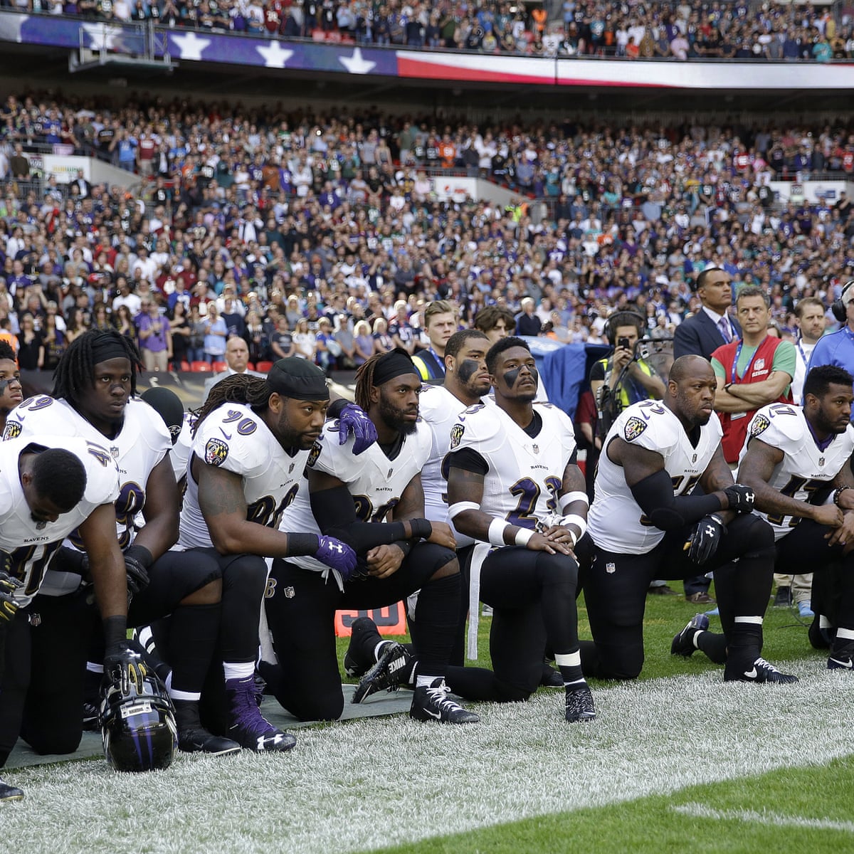 Nfl Players Kneel For Anthem In Unprecedented Defiance Of Trump Us News The Guardian