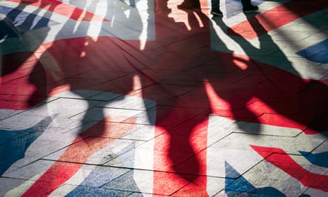 Shadows of People and Union Flag