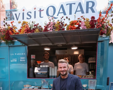 David Beckham attends Visit Qatar's "La Parada" at Plaza de Santiago in Madrid.
