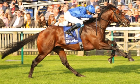 Native Trail winning the Dewhurst Stakes at Newmarket in 2021.
