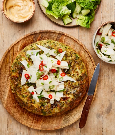Yotam Ottolenghi’s frittata with pickled celeriac and paprika aioli.