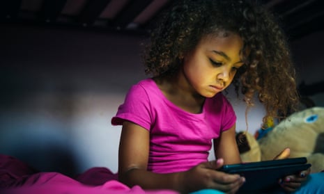 Little girl using digital tablet