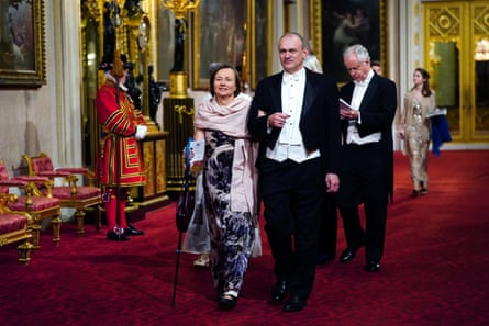 Ed Davey with his wife, Emily Gasson, at a state banquet at Buckingham Palace