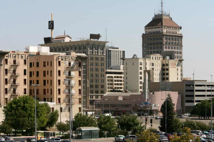 The downtown Fresno skyline looking towards Broadway and Fresno streets.