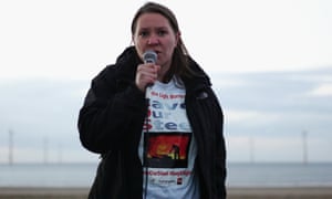 Labour MP for Redcar Anna Turley addressing steelworkers and their families.
