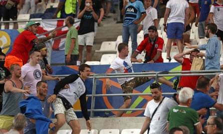 Russian supporters attack England fans after a European Championship match in Marseille, 2016