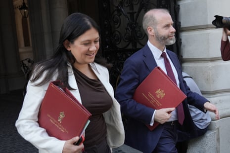Jonathan Reynolds arriving in Downing Street for cabinet today with Lisa Nandy, culture secretary.