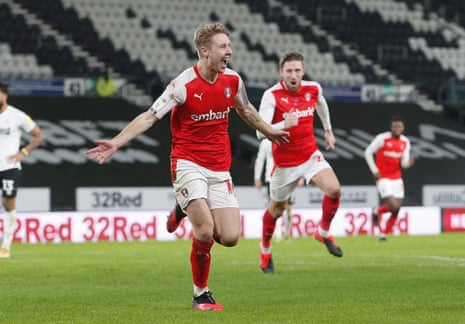 Rotherham’s Jamie Lindsay celebrates his late goal.