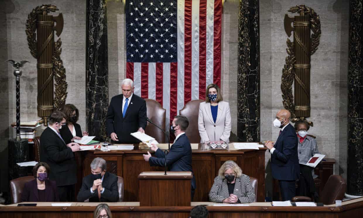 ‘System nearly failed’: US democracy was left hanging by the thread of Pence’s defiance (theguardian.com)