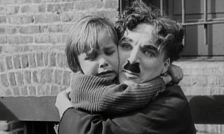 Jackie Coogan and Charlie Chaplin in The Kid.