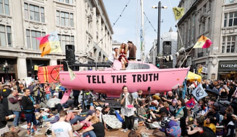 An Extinction Rebellion blockade at Oxford Circus in London during two weeks of protest in April 2019.