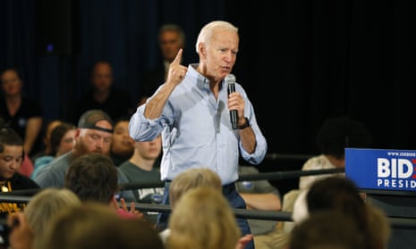 Biden has been drawn with Bernie Sanders and Kamala Harris in the ‘purple’ debate group.