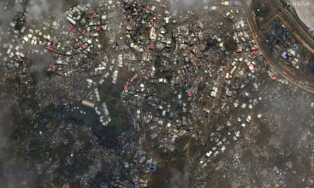 A satellite image taken on 16 December showing Mamoudzou after Cyclone Chido swept through Mayotte.