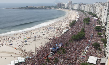 Revellers during carnival celebrations at Copacabana beach