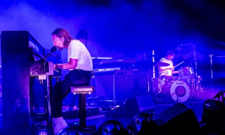 Tom Skinner performs with Thom Yorke and Jonny Greenwood in the Smile in Milan in July.