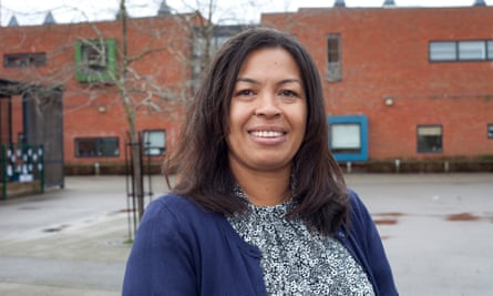 Lisa Williams smiling outside Rushey Green primary