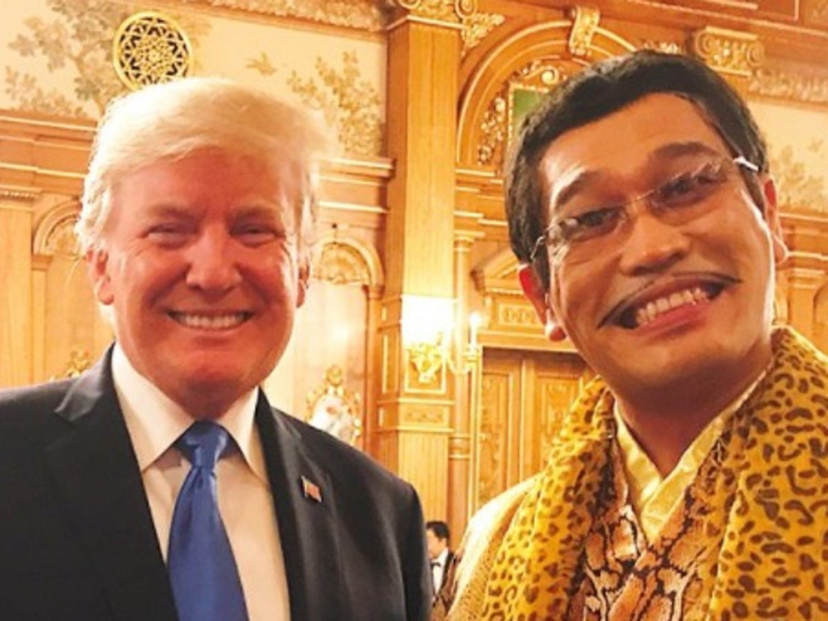 Pen Pineapple Apple President Donald Trump Meets Pikotaro Japan The Guardian