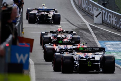 Drivers line up at the start of the qualifying of the Austrian Grand Prix at the Red Bull Ring.