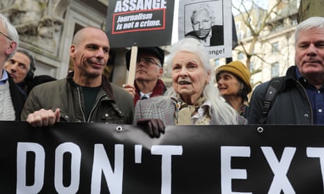 Supporters of Julian Assange, including Yanis Varoufakis and Vivienne Westwood begin a march on 22 February.