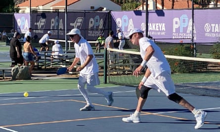 Rick Barry in action on the pickleball court