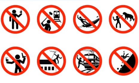 Mock road signs created by the Russian interior ministry.