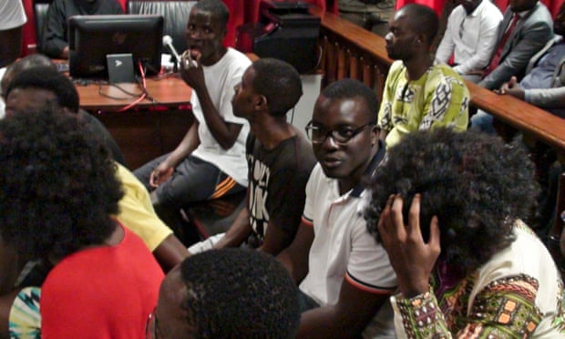 Some of the political activists in court in Luanda on Monday