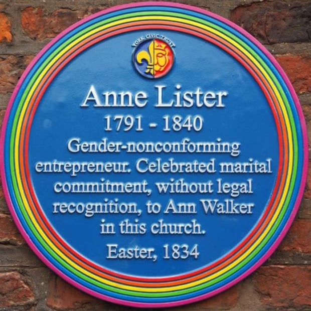 The LGBT memorial plaque unveiled at Holy Trinity church in York to Anne Lister (1791-1840).