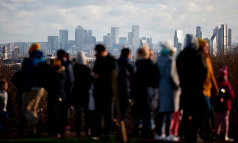 A view of the London skyline from Parliament Hill on Hampstead Heath.