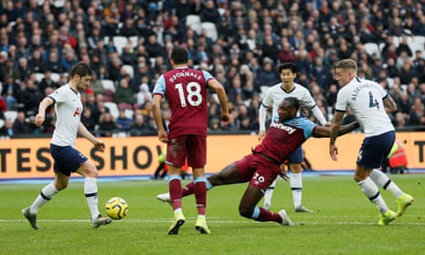 Michail Antonio pulls a goal back for the Hammers.