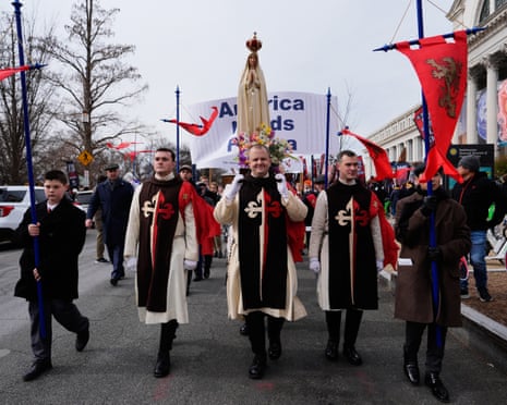 Anti-abortion demonstrators are seen before the annual March for Life, 23 January 2026.