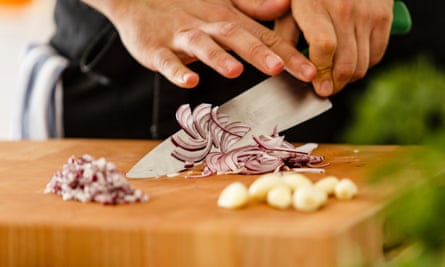 Meal preparation involving red onions
