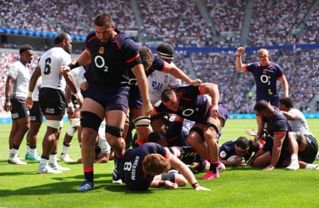 Jamie George extends England’s lead over Fiji.
