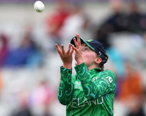 Alice Tector of Ireland takes catch of Katherine Fraser of Scotland.