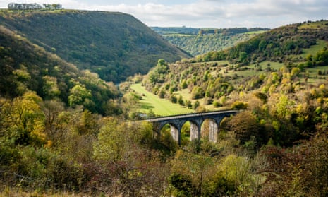 The Headstone Viaduct crossing the River Wye at Monsal Dale in the Peak District.