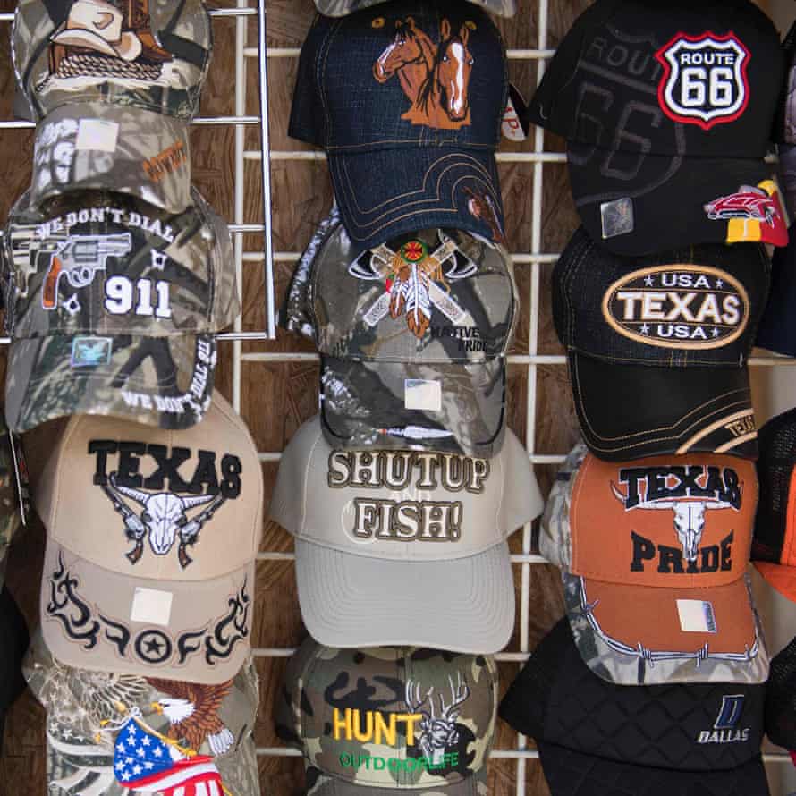 Hats for sale at a shop next to the Laredo port of entry footbridge
