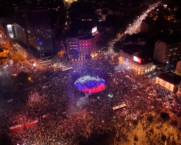 Historic Victory in Belgrade: Crowds Celebrate Defeat of Long-Standing Leader
