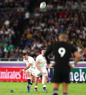 George Ford of England scores a penalty kick on half-time.