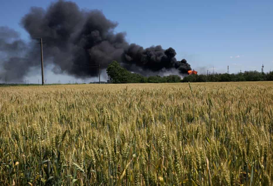 A occurrence  burns down  a tract  of wheat aft  shelling successful  Andriivka, the Kharkiv region, successful  June.