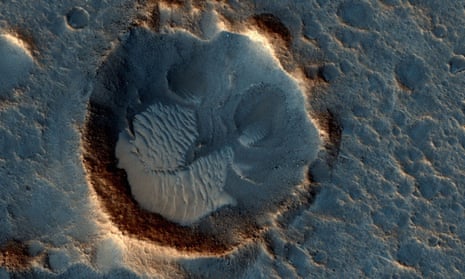 A photo from Nasa’s Mars Reconnaissance Orbiter shows the Acidalia Planitia region of Mars depicted in The Martian.