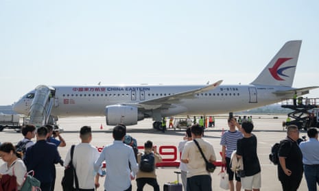 China's self-developed large passenger aircraft, the C919, before its first commercial flight in Shanghai
