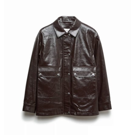 M&S Collection Lacquered Faux Leather Longline Jacket