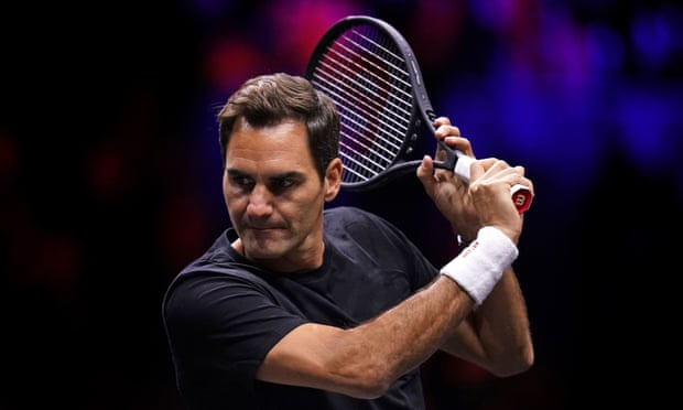 Roger Federer trains ahead of his farewell match