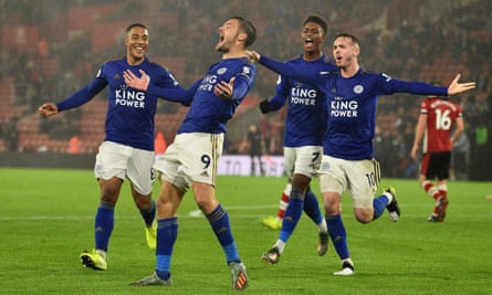 Jamie Vardy makes it 9-0 to Leicester in front of empty seats at St Mary’s.