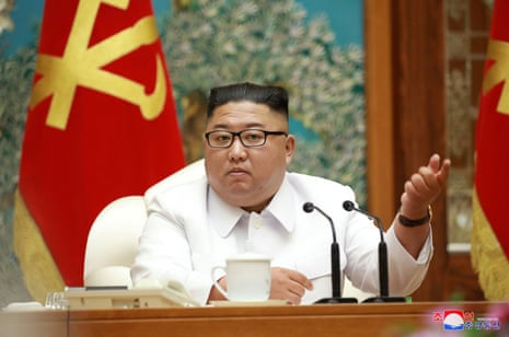 North Korean leader Kim Jong Un holds an emergency enlarged meeting of Political Bureau of WPK Central Committee in this undated photo released on 25 July, 2020 by North Korean Central News Agency (KCNA) in Pyongyang.