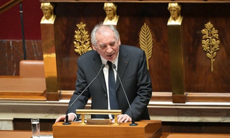 France's prime minister Francois Bayrou speaking at the National Assembly in Paris.