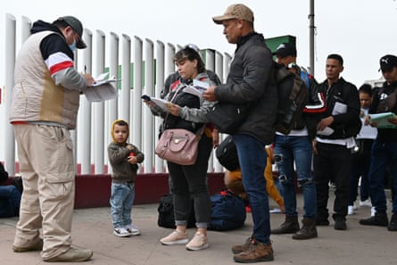 Asylum seekers at the El Chaparral border crossing