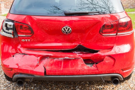 smashed VW Golf