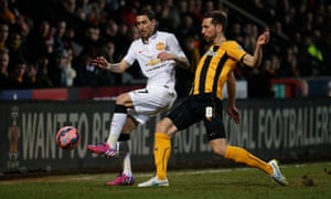 Angel Di Maria is lumped into the air during an FA Cup match against Cambridge United. Good times!